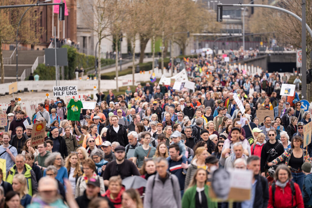 Große Menschenmenge bei Demo in Hamburger Innenstadt