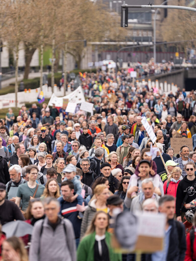 Große Menschenmenge bei Demo in Hamburger Innenstadt