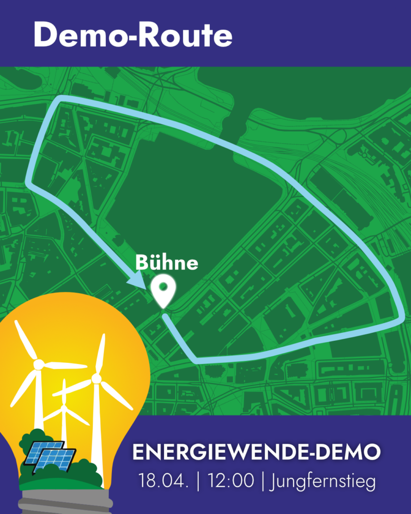 Demoroute 18.04. - Jungfernstieg zu Bergstraße zu Mönckebergstraße zu Glockengießerwall zu Lombardsbrücke zu Esplanade zu Dammtorstraße zu Gänsemarkt zurück zu Jungfernstieg